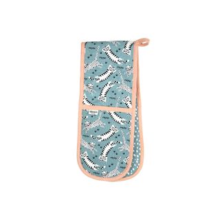 Meow Recycled Cotton Double Oven Gloves - Blue