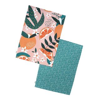 Exotic Fruit Recycled Cotton Set Of 2 Tea Towels - Blush