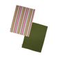 Striped Recycled Cotton Set Of 2 Tea Towels - Green