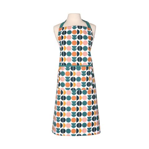 Retro Spot Recycled Cotton Adult Apron - Teal