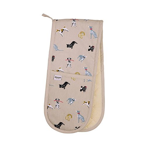 Woof Double Oven Gloves - Stone
