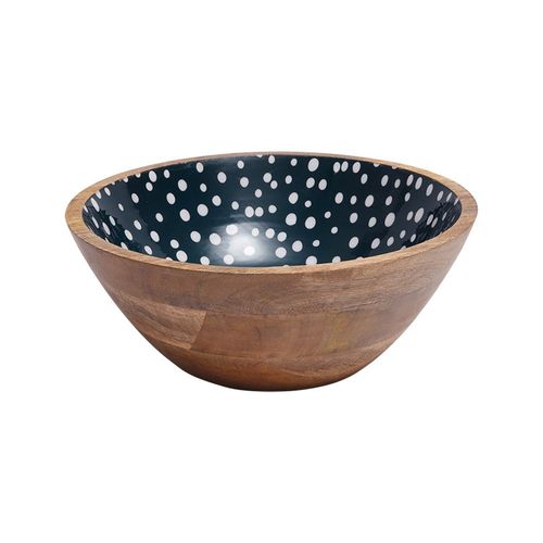 Sintra Mango Wood Spotted Salad Bowl - Ink Blue