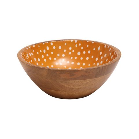 Sintra Mango Wood Spotted Salad Bowl - Ochre