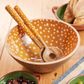 Sintra Mango Wood Spotted Salad Bowl - Ochre