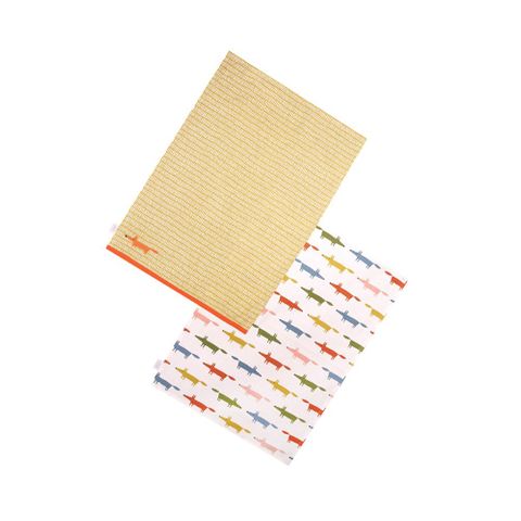 Mr Fox 10th Anniversary Set Of 2 Tea Towels