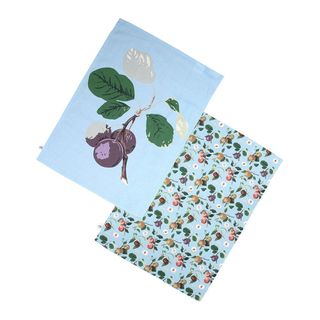 Hooker Fruit Organic Cotton Set Of 2 Tea Towels - Blue