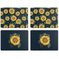 Sunflower Set Of 4 Placemats - Navy