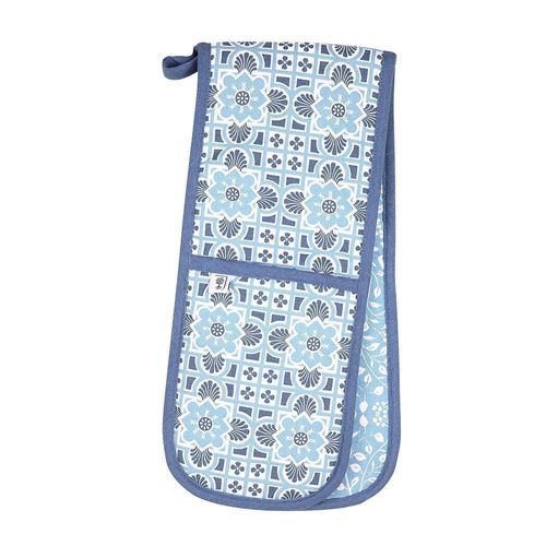 Gertrude Jekyll Organic Cotton Double Oven Gloves - Blue
