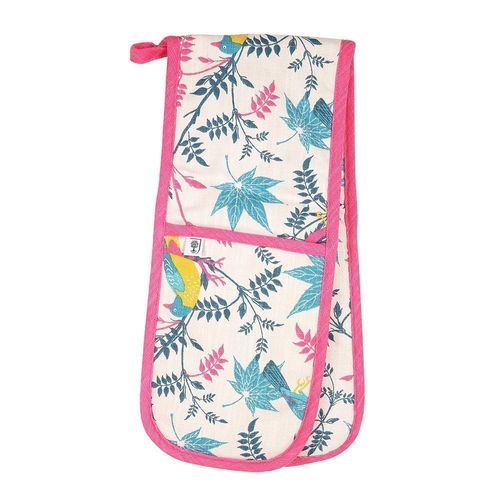 Birds Organic Cotton Double Oven Gloves - Stone