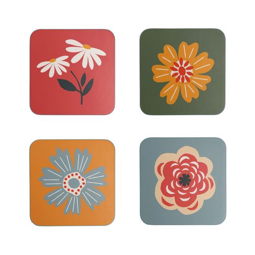 Cottage Garden Set Of 4 Coasters - Multi