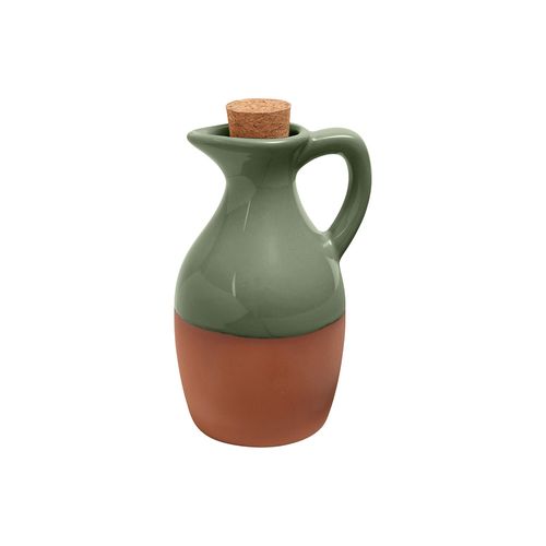 Sintra Glazed Terracotta Oil Drizzler - Olive Green