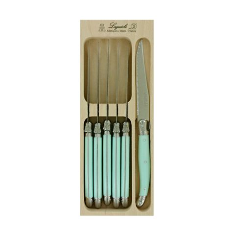 Laguiole Steak Knife Set 6 Pale Green
