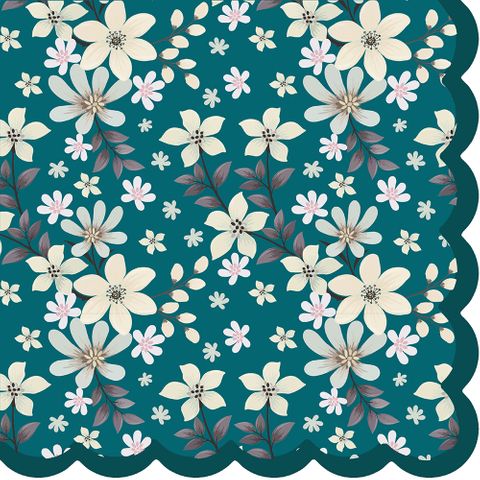 Luncheon Shaped - Blossom Bliss Teal