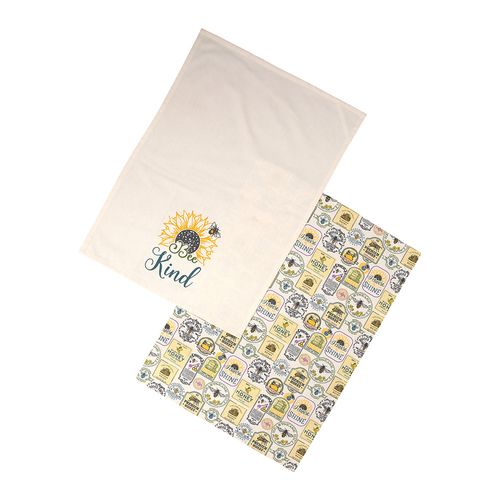 Honey Pot Set Of 2 Tea Towels - Olive
