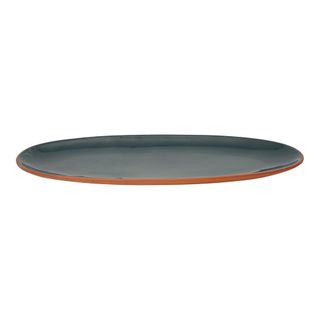 Sintra Glazed Terracotta Oval Serving Platter - Ink Blue