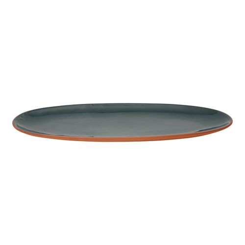 Sintra Glazed Terracotta Oval Serving Platter - Ink Blue