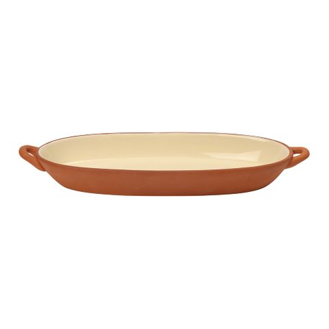 Sintra Glazed Terracotta Oval Baking Dish - Stone