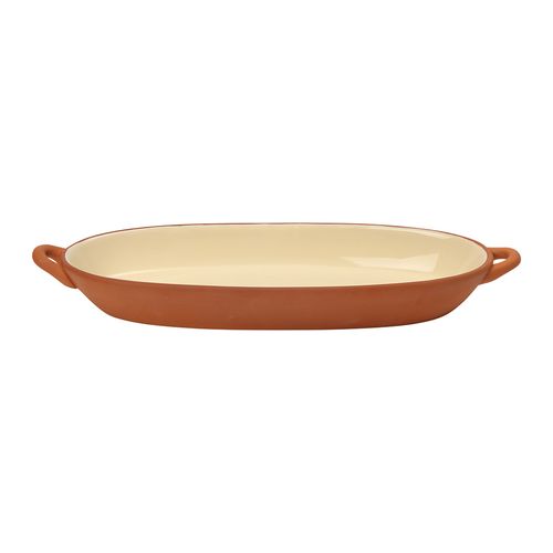 Sintra Glazed Terracotta Oval Baking Dish - Stone
