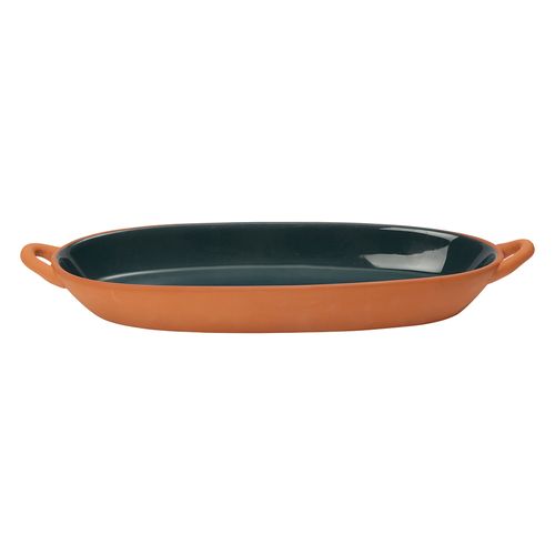 Sintra Glazed Terracotta Oval Baking Dish - Ink Blue
