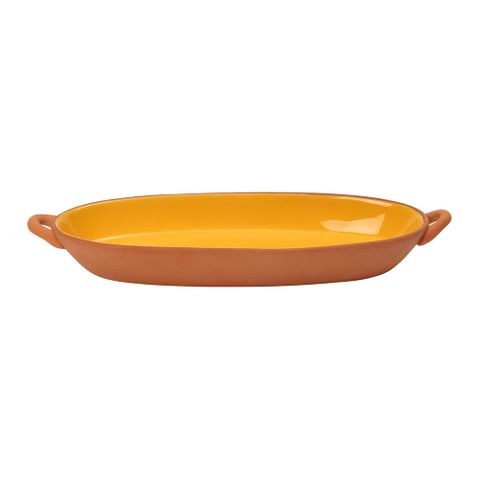 Sintra Glazed Terracotta Oval Baking Dish - Ochre