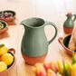 Sintra Glazed Terracotta Jug - Olive Green