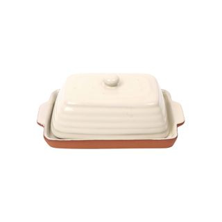 Porto Terracotta Ribbed Butter Dish - Stone