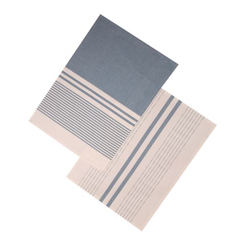 Dexam Harbour Stripes Set Of 2 Tea Towels - Blue