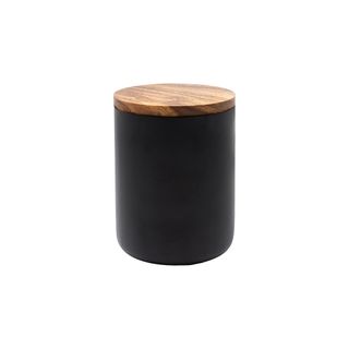 Eclipse Tall Wooden Storage Jar In Black With Acacia Top D110 X H140mm