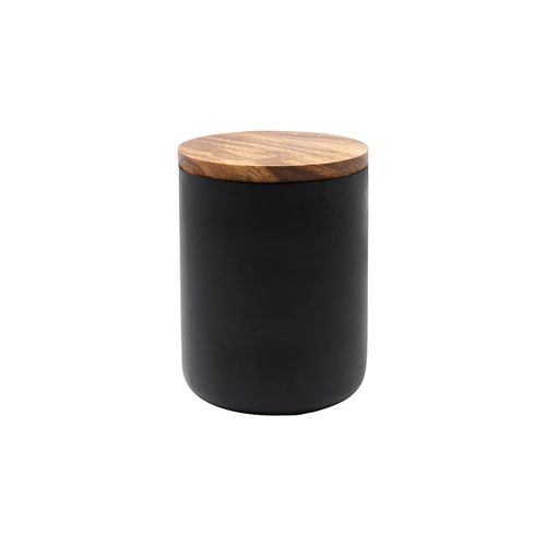 Eclipse Tall Wooden Storage Jar In Black With Acacia Top D110 X H140mm