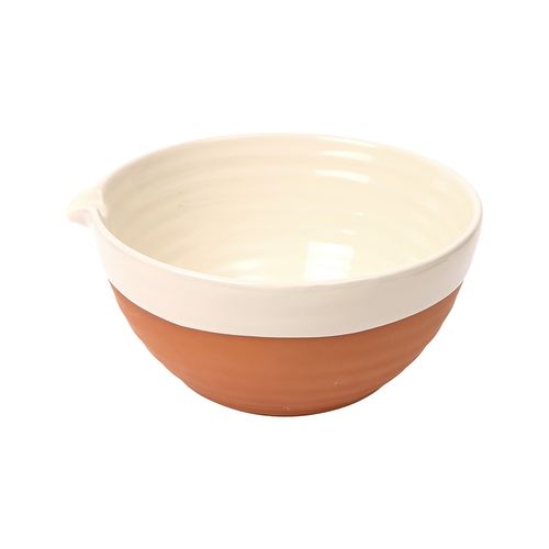 Porto Terracotta Ribbed Large Mixing Bowl - Stone