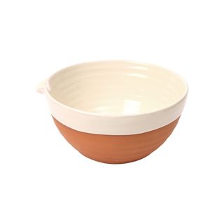 Porto Terracotta Ribbed Small Mixing Bowl - Stone