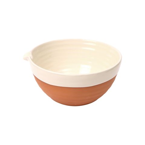Porto Terracotta Ribbed Small Mixing Bowl - Stone