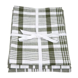 Love Colour Set Of 3 Extra-large Tea Towels - Olive Green