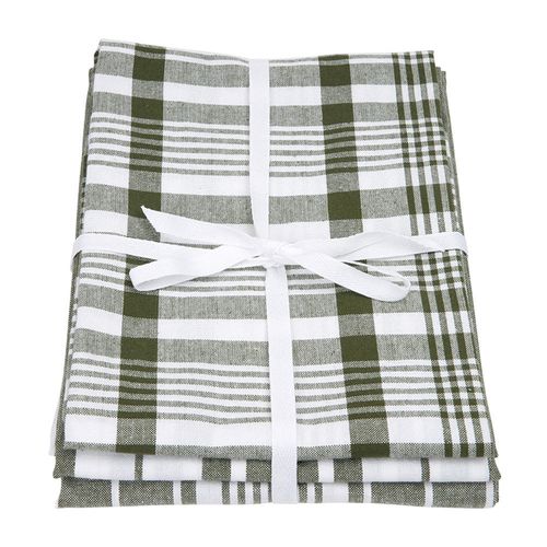 Love Colour Set Of 3 Extra-large Tea Towels - Olive Green
