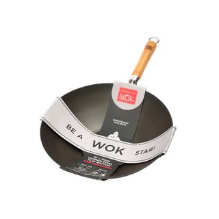 School Of Wok By Dexam 12in/30cm Pre-seasoned Carbon Steel Wok