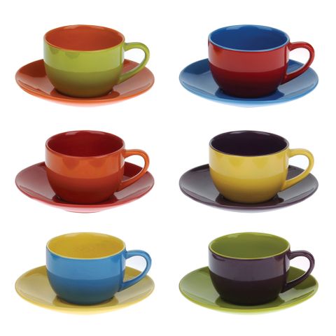 BIA Harlequin Espresso Cups & Saucers