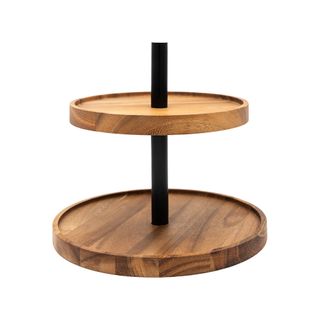 Eclipse Two Tier Stand In Black And Acacia D240 X H200mm