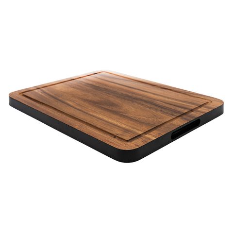 Eclipse Large Board With Groove In Black And Acacia 355 X 280 X 20mm