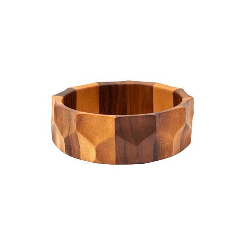 Medium Chunky Geometric Bowl In Acacia