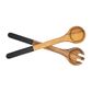 Eclipse Salad Servers In Acacia With Black Handle  300 X 65 X 19mm