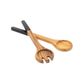 Eclipse Salad Servers In Acacia With Black Handle  300 X 65 X 19mm