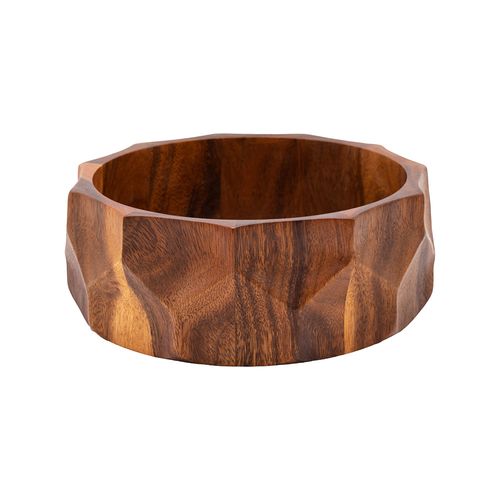 Large Chunky Geometric Bowl In Acacia