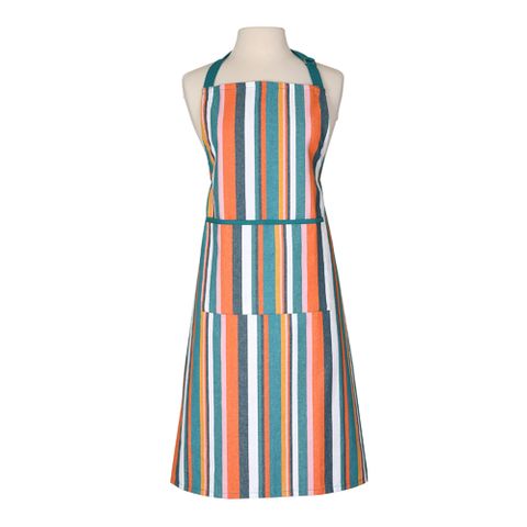Striped Recycled Cotton Adult Apron - Teal