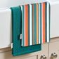 Striped Recycled Cotton Set Of 2 Tea Towels - Teal