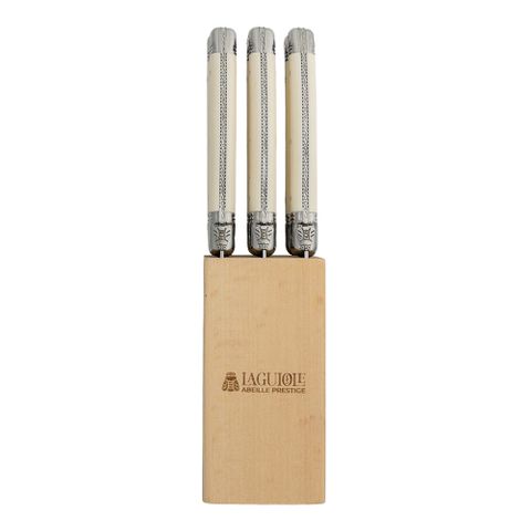 Laguiole Steak Knife Block Set 6 Ivory
