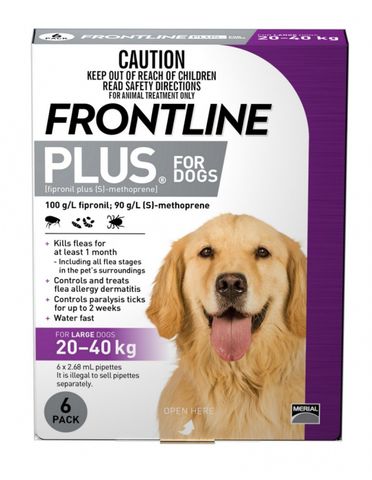 FRONTLINE PLUS Dog Large Purple 20-40kg 6pk