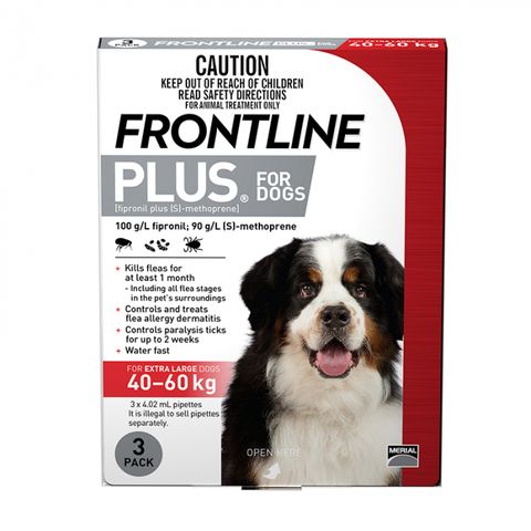 FRONTLINE PLUS Dog  Xlg Red 40kg-60kg 3pk