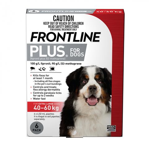 FRONTLINE PLUS Dog  Xlg Red 40kg-60kg 6pk