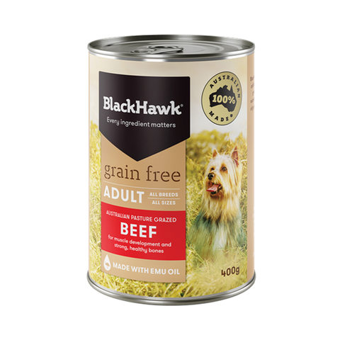 BLACKHAWK Dog Grain Free Beef  12x400g
