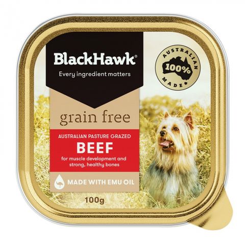 BLACKHAWK Dog Grain Free Beef 9 x100g